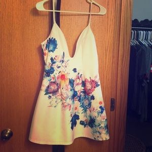 White dress with floral print